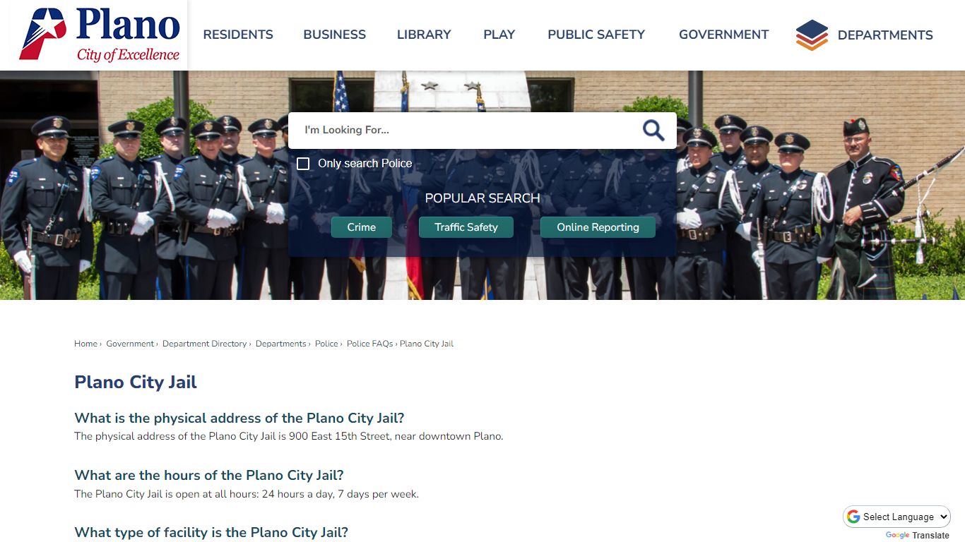 Plano City Jail | Plano, TX - Official Website